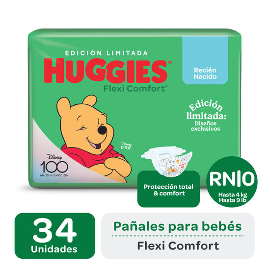Pañales Huggies Flexi Comfort RN Edición Limitada x 34 unidades